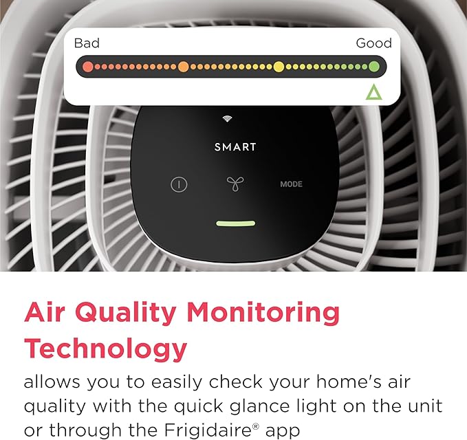 Frigidaire PureA300 XL HEPA Air Purifier with Wi-Fi for Large Rooms, Covers up to 1,685 Sq. Ft., 3-Stage Filtration, Energy Star Certification, Air Quality Monitoring, Smart Mode, Ultra Quiet, White