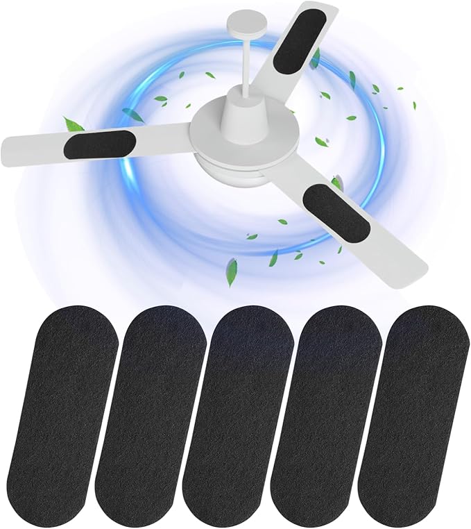 5 Pack Ceiling Fan Filters for Blades, Air Fan Filters for Ceiling Fan Blades with Activated Charcoal for Common Household Contaminants, Unscented Coconut Carbon Universal Ceiling Fan Air Purifiers
