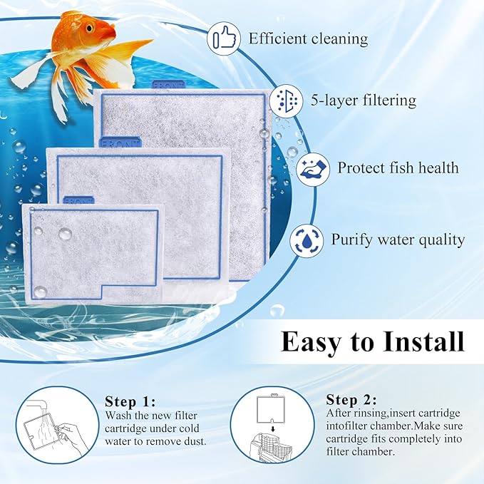Medium Filter Cartridge Replacement Compatible with Aqueon QuietFlow LED PRO Power Filter Size 10/Power Filter Size 10/E Internal Power Filter Size 20 (16+10 Counts Ammonia Reducer Filter Pads)