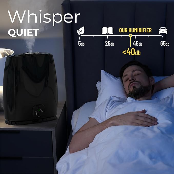 Everlasting Comfort Cool Mist Humidifiers for Bedroom 6L - Humidifier Large Room No-Filter, Quiet Air Humidifier for Plants, Allergies, Dry Skin, Congestion, 50 Hr Run Time