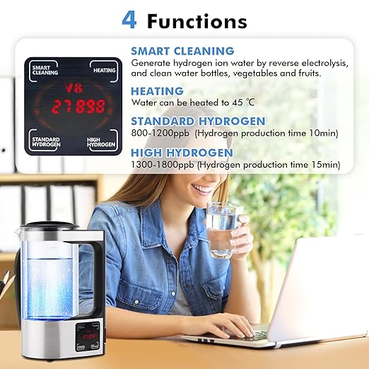 Meticuloso Upgraded Hydrogen Water Generator with SPE and PEM Technology up to 1800 PPB,Hydrogen Rich Water Machine Unlimite Water Quality