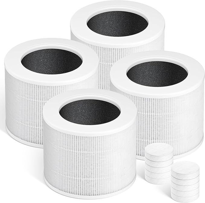 Core Mini Replacement Filter Compatible with LEVOIT Core mini-P Air Purifier, 3-in-1 Pre, H13 True HEPA, Activated Carbon Filtration System,Core Mini-RF,4 Filter & 10 Fragrance Sponge，By Improvedhand
