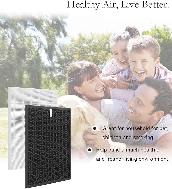 2 Pack HR900 Replacement Filters T Set Compatible with HR900 Ultimate Pet Air Purifier, True HEPA + Activated Carbon Filter, Part Number 1712-0093-00/T&1712-0094-00/U