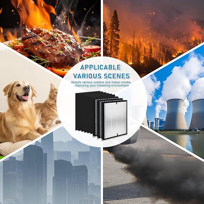 12-Pack HOHONI Replacement Filters Compatible 3000 Air Purifi-er, 3000,3000M, 3000Pro Air Purifi-er,2 air filter, 2 Activated Carbn and 8 Extra Carbn Pre-Filters