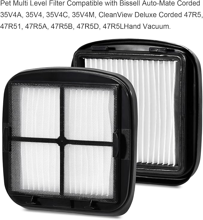 SaferCCTV 97D5 Filter Replacement Pet Hand Vac Multi-Level Filters Set, Vacuum Filter Replacement Filter 203-7416 Pet Hair Eraser Filter Compatible with Bissell 33A1, 47R5, 35V4, 203-1432