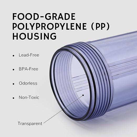 Airthereal Whole House Water Filter Housing, 20" x 4.5" Sediment Carbon Cartridge Universal Housing, Pre-Filtration System for Well and City Water, 3/4" NPT Port Clear Housing Include 1-Pack PP Filter