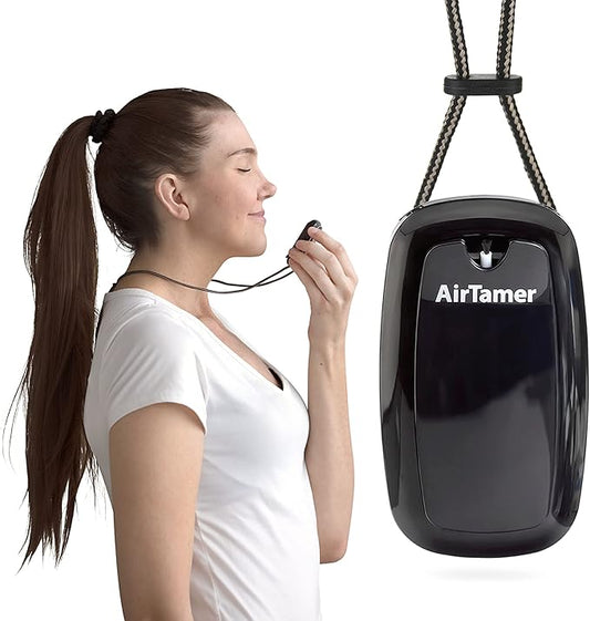 AirTamer A315 Advanced Rechargeable and Portable Air Negative Ion Generator | Proven Performance, Black with Black Leather Travel Case
