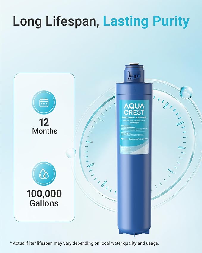 AQUA CREST W03AE Whole House Water Filter, Well Water Filter Replacement for Aqua-Pure® AP910R, Compatible with 3M® Aqua-Pure® AP902 System, 10000 Gallons, Reduces Sediment, 1 Pack