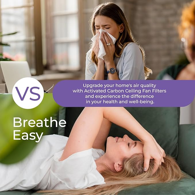 Ceiling Fan Filters Scented - Ceiling Fan Filters Activated Coconut Shell Carbon Ceiling Fan Blade Filters for Common Household Contaminants | Easy-Stick Universal Fit Lavender (3 Count)