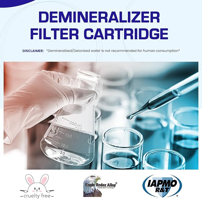 Crystal Quest Demineralizer Filter Cartridge - 4-5/8" x 20" - Heavy-Duty, Ideal for Lab, Research and Medical Applications for Ultra Pure Water Needs