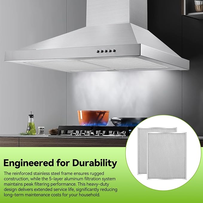 2 Pack 304 stainless steel edges Range Hood Filter BPS1FA30 11-3/4" x 14-1/4" x 3/8" - Exact Fit Bro.an QS1 30" Nu.tone WS1 QS2 Range Hood Replaces 99010299 BPS2FA30 99010305 AP3378953 by oneket