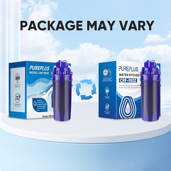 PUREPLUS CRF950Z Pitcher Water Filter Replacement for Pur PPF900Z, PPF951K, PPT700W, CR-1100C, DS-1800Z, CR-6000C, PPT711W, PPT711, PPT710W, PPT111W, PPT111R Pitchers and Dispensers,3PACK