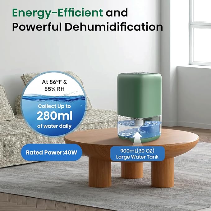 Dehumidifier,30 OZ Small Quiet Dehumidifiers with Auto Shut Off for Home, Portable Dehumidifiers for Bedroom, Bathroom, RV, Closet, Mini Dehumidifier with Colorful LED Lights & Simple Touch Control