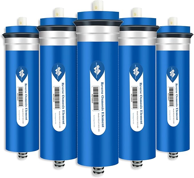Membrane Solutions 400 GPD RO Membrane 3.0"x12" Reverse Osmosis Membrane Water Filter Replacement for Under Sink Home RO Water Purifier System and Maple Sap Syrup DIY, Aquariums (5 Pack)