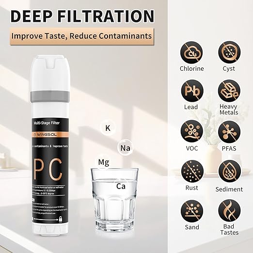 Under Sink Water Filter System with Stainless Steel Faucet, Reduces Chlorine, Heavy Metals, Bad Taste, Sediment, NSF/ANSI 42&53, 8K Gallons, Easy Installation Sink Water Filter, Brushed Nickel