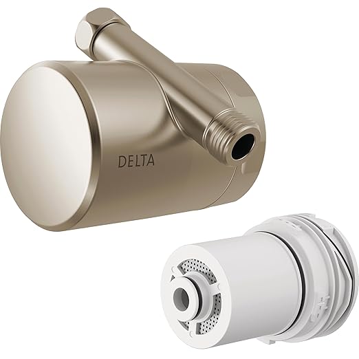 Delta Faucet Clarifi Standard Shower Filter Attachment Satin Nickel with Additional Filter Cartridge