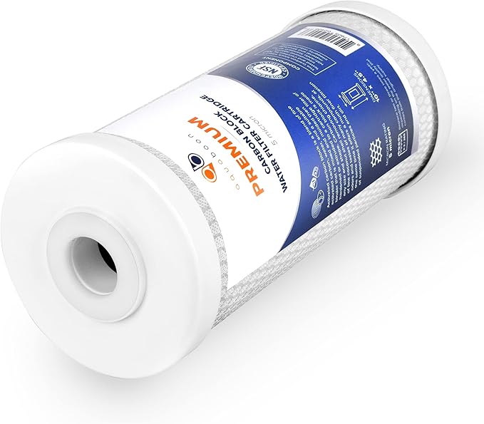 Aquaboon 5 Micron 10 x 4.5 Premium Carbon Filter Cartridge Whole House CTO Block Water Filter Replacement Compatible with FXHTC, CB-BB-10, 6-Pack