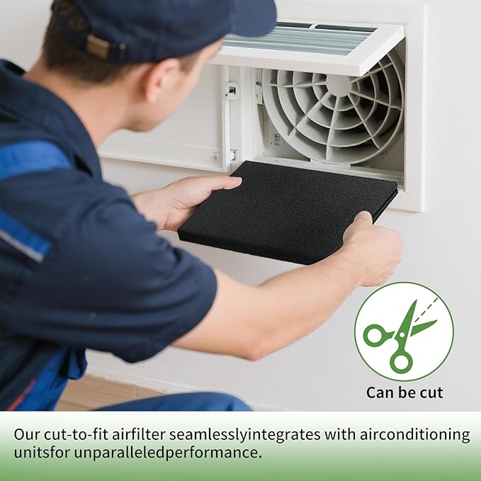 Cut to Fit Activated Carbon Air Filter 16" x 48" –Replacement Charcoal air Filters - Carbon Filter Sheet for Air Purifier, Window AC Air Vent and More-2PC