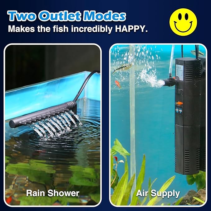 Small Fish Tank Filter for 10-20 Gallon Tank, U-V Aquarium Rainfall Submersible Green Clean Machine 120GPH Internal Betta Turtle Freshwater Saltwater Crystal Clear Killing