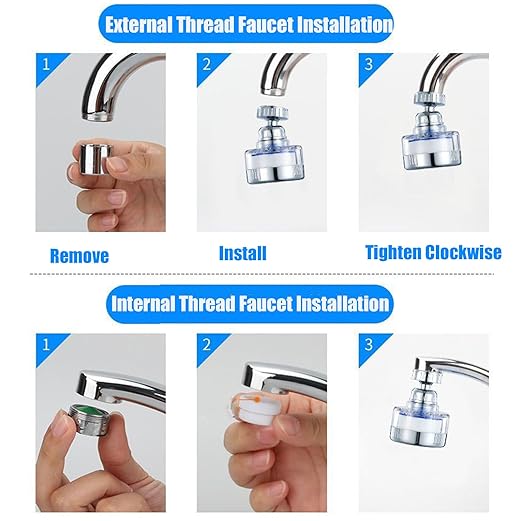 14Pcs Sink Water Filter Faucet With Cartridges Set, Universal 360 ° Rotating Kitchen Faucet Water Filter Removes Fluoride Heavy Metals Hard Water Compatible with Most Kitchen/Laundry Sink Faucets
