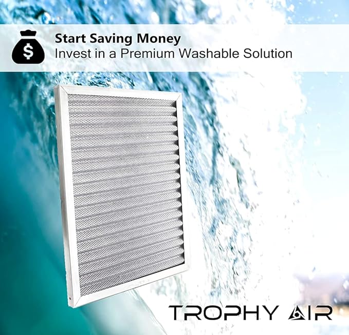 | Merv 8 | Washable Furnace Filter | Lifetime HVAC & Furnace Air Filter | Washable | Superior particle-holding Ability | Premium Quality Aluminum | 20x20x1