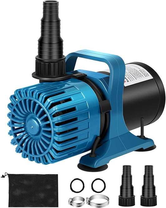 100W 1800 GPH Pond Pump for outdoor Ponds and Water Garden, Ultra-Quiet Fountain Pump with 180° Adjustable Outlet, 20FT Cord & Barrier Bag, Waterfall Pump, UL Listed