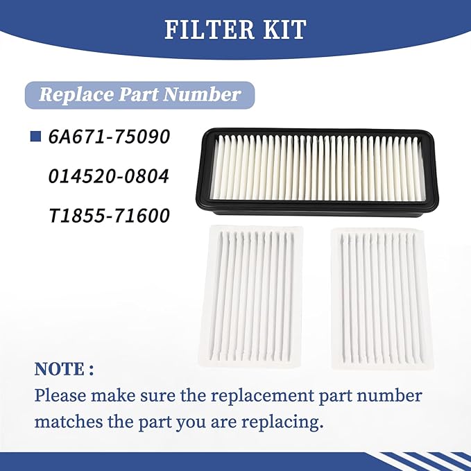 Filter Kit T1855-71600 Compatible with Kubota Tractor, Replace T185571600, PA30252, SC80067, SC 80067; 6A671-75090 014520-0804