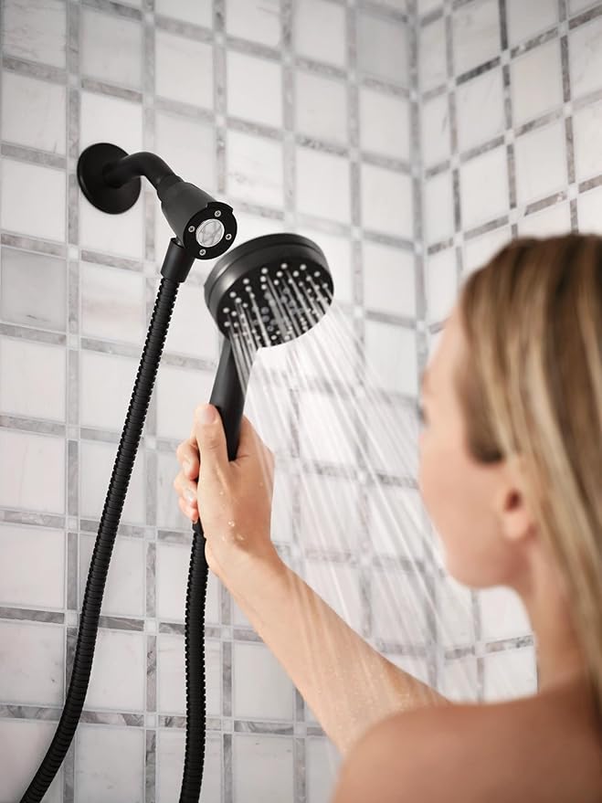 Moen Engage Magnetix Matte Black 3.5-Inch Six-Function Detachable Handheld Showerhead with Magnetic Docking System, 26100BL
