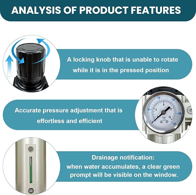 Upgraded 1/2" NPT Heavy Duty Industrial Grade 3 Stage Air Drying System, Particulate Filter, Coalescing Filter, Desiccant Dryer & Air Regulator - for Plasma Cutter, Paint Spray（Auto Drain）