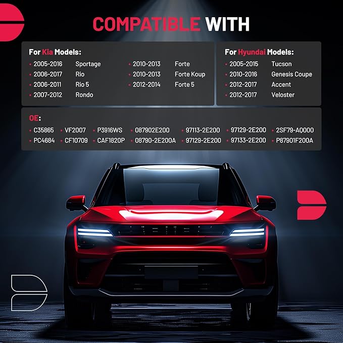 BDFHYK CF10709 Cabin Air Filter w/Activated Carbon Compatible with Kia 2010-2013 Forte/Forte Koup, Forte5, Rio, Rio5, Rondo, Sportage, Compatible with Hyundai Tucson, Genesis Coupe, Accent, Veloster