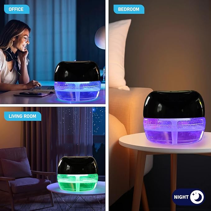 Purifier Air Washer, Air Fresher Aroma Diffuser for Home, Office, Air Purifier with Night Light (Black)