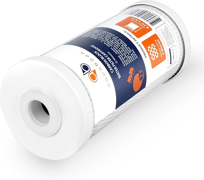 Aquaboon 5 Micron 10x4.5 Carbon Block Water Filters Whole House CTO Water Filter Replacement Cartridge Compatible with FXHTC, CB-BB-10, EP-BB, 12-Pack