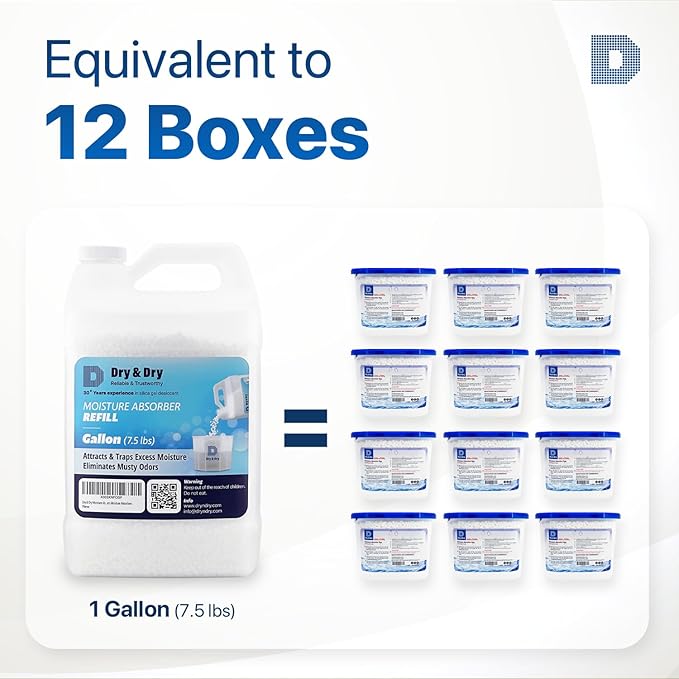 Dry & Dry Moisture Absorbers Refill Beads (7.5 LBS) - Dehumidifiers for Home Dehumidifier for Basement Small Dehumidifiers Dehumidifiers, Moisture Absorber Refill, Fragrance Free