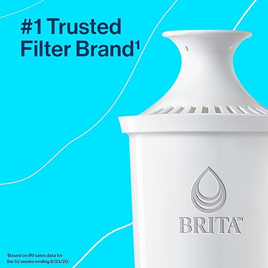 Brita Water Filter Pitcher for Tap and Drinking Water with 1 Standard Filter, Lasts 2 Months, 6-Cup Capacity, BPA Free, White