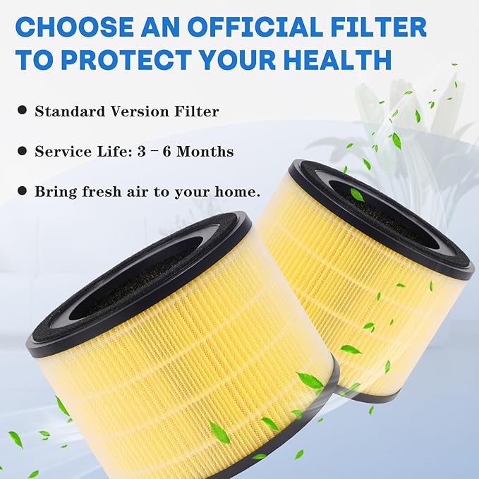AP-S0610L Air Filter Replacement Compatible with Mooka, 3-in-1 H13 Ap-s0610l Replacement Filter, Pre-Filter Activated Carbon Fit for Mooka Air Puri-fier, 2 PC, Yellow