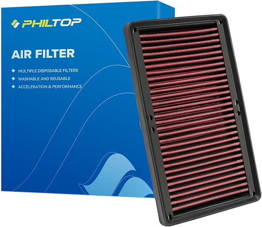 PHILTOP Engine Air Filter, Replacement Car Air Filter for CA12816, 2022 Carnival, 2021 Santa Fe, 2020-2021 Sonata,2021 K5,2021 Sorento,Washable, Reusable
