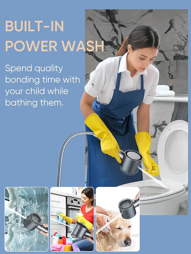 Cobbe Filtered Shower Head with Handheld, High Pressure 5-mode Showerhead with Filters, Built-in Power Wash for Hard Water - Remove Chlorine - Reduces Dry Itchy Skin, Gray