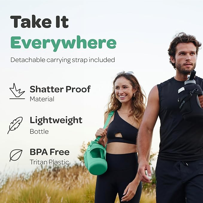 Hydracy Water Bottle with Time Marker -Large BPA Free Water Bottle & No Sweat Sleeve -Leak Proof Gym Bottle with Fruit Infuser Strainer & Times to Drink -Ideal for Fitness Sports & Outdoors