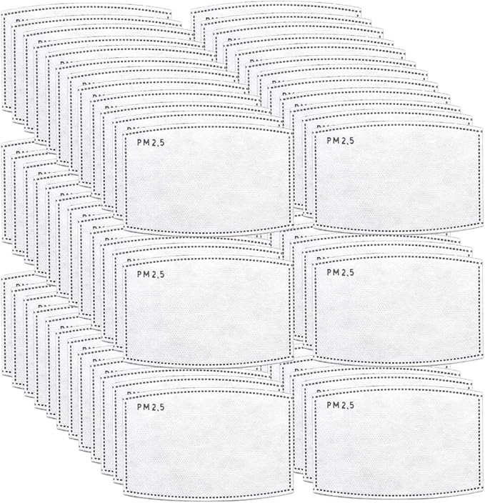 100 PCS PM2.5 Activated Carbon Face Mask Filter for Adults, Replaceable Mouth Respirator Filter to Anti Haze Dustproof Air Pollution Germ