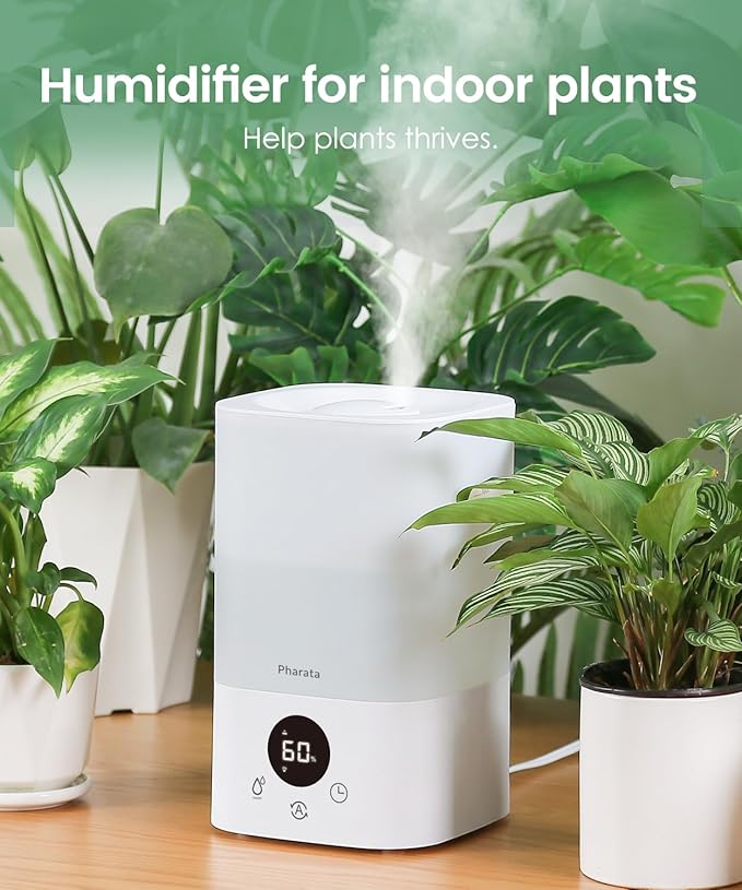 Smart Humidifiers for Bedroom Large Room, 3.5L Top Fill Cool Mist Air Humidifiers for Home Baby Plants Nursery, Humidity Control & Night Light, White