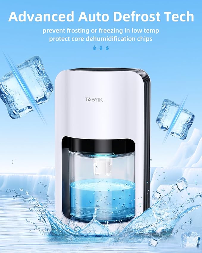 TABYIK Dehumidifiers for Home, 42oz Dehumidifier for Bathroom, Dehumidifiers for Room with Auto Shut Off, Auto Defrost Quiet Dehumidifiers for Bedroom Wardrobe Closet Trailer RV