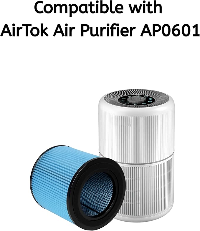 Nispira AP0601 Filter Replacement for AirTok Air Purifier AP0601-RF 2-in-1 True HEPA, 2 Pack