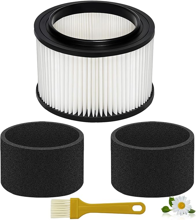 1 Pack 17810 Filter and 2 Pack Foam Filter Replacement for Craftsman Shop Vac Filter 9-17810 for 3 to 4 Gallon General Purpose Vacuums