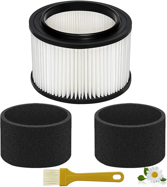 1 Pack 17810 Filter and 2 Pack Foam Filter Replacement for Craftsman Shop Vac Filter 9-17810 for 3 to 4 Gallon General Purpose Vacuums