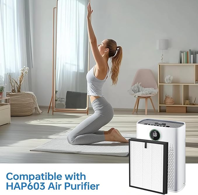 CERO HAP603 Filter Replacement for ECOSELF HAP603WF, HAP603 Filter for ECOSELF, 3-in-1 H13 True and Activated Carbon, 2 Pack (White)