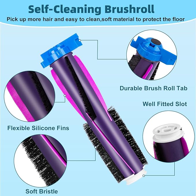 Accessories Kit Replacement Part for Shark Power Detect/Detect Pro AV2800ZE AV2810YS AV/RV2820ZE/YE Robot Vacuum,Main Brush,Primary Filters,Foam Filters,Pre/(Post)-Motor Filters,Side Brush (18 Pack)