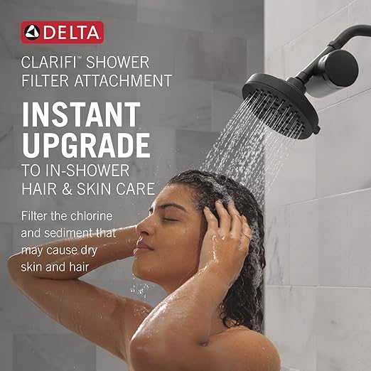 Delta Faucet Clarifi Standard Shower Filter Attachment Matte Black with Additional Filter Cartridge