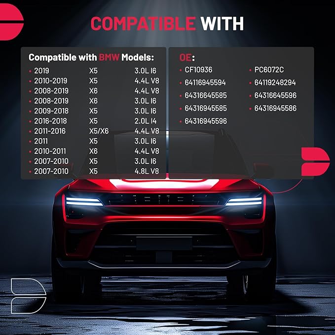 BDFHYK 2PC CF10936 Cabin Air Filters with Activated Carbon Compatible with BMW 2016-2018 X5 2.0L l4, 2007-2019 X5 3.0L l6, 2010-2019 X5 4.4L V8, 2007-2010 X5 4.8L V8, 2008-2019 X6/X6 3.0L l6/ 4.4L V8