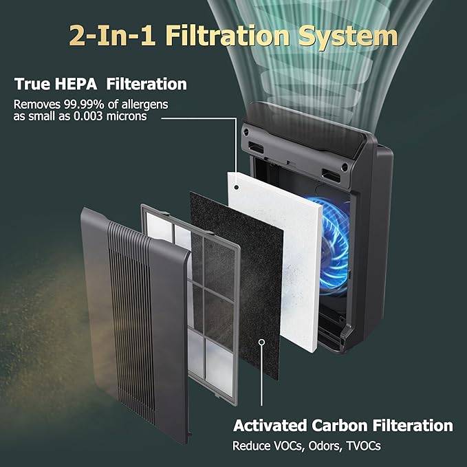 Improvedhand 115115 Filter A Replacement Compatible with Winix PlasmaWave Air Purifier C535 5300 5300-2 6300 6300-2 5000 9000 C909 AM90, 2 Pc H13 True High Efficiency Filter and 8 Pc Carbon Pre-filter