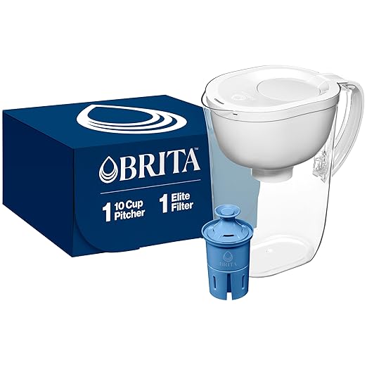 Brita Water Pitcher, Everyday Elite Filter, Removes 99% of Lead, Includes 1 Filter, 10-Cup Capacity, White